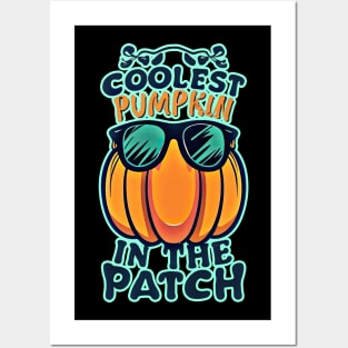 Coolest Pumpkin in the Patch halloween pumpkin wearing cool glass Posters and Art